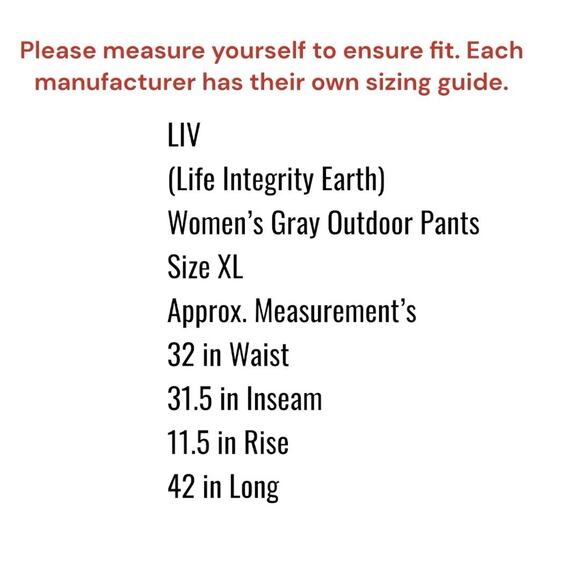 LIV Outdoor Pants Women's Sz XL Gray Casual Hiking Camping Life Integrity Earth - Picture 7 of 9